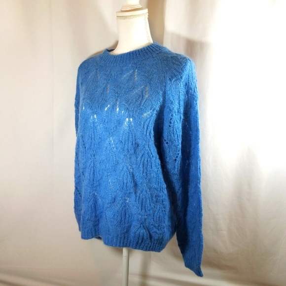 Elsamanda Pointelle Made in Italy Blue Sweater L - Picture 2 of 15